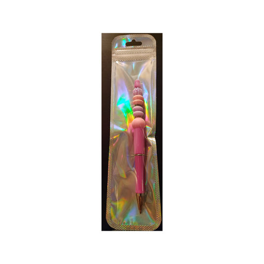 #73 Purple/Pink Beads on Fusha Color Beaded Pen