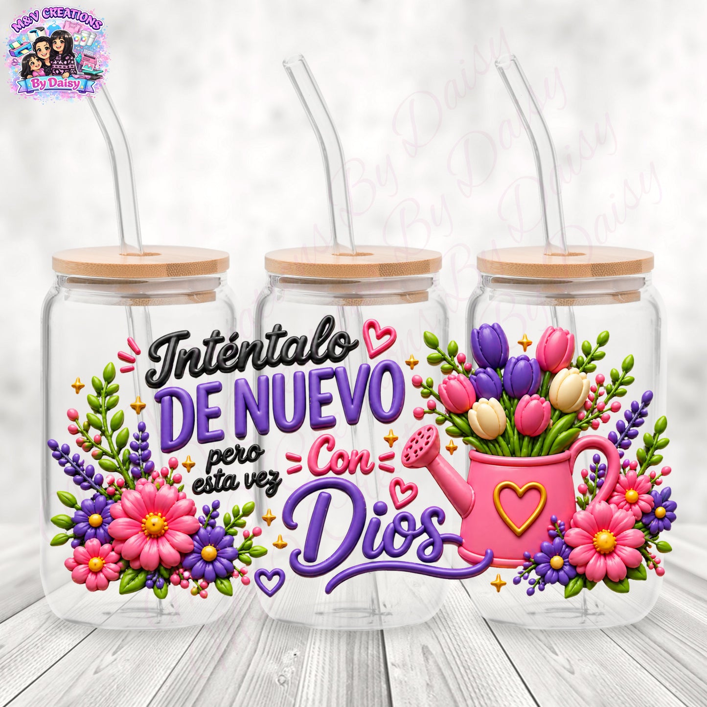 Inténtalo De Nuevo Pero Esta Vez Con Dios - UV DTF Cup Wrap