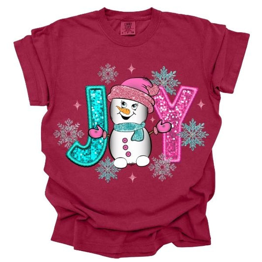 Joy Snowman Embroidery effect