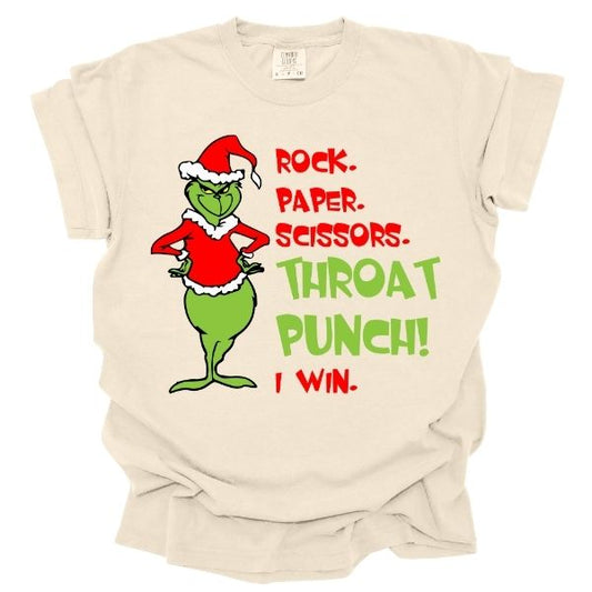Grinch Rock Paper Scissors Throat Punch