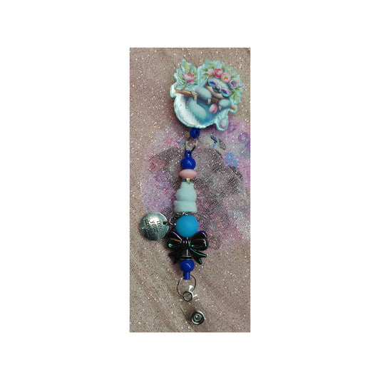 #85 Cute Sloth Acrylic Retractable Beaded Badge Reels