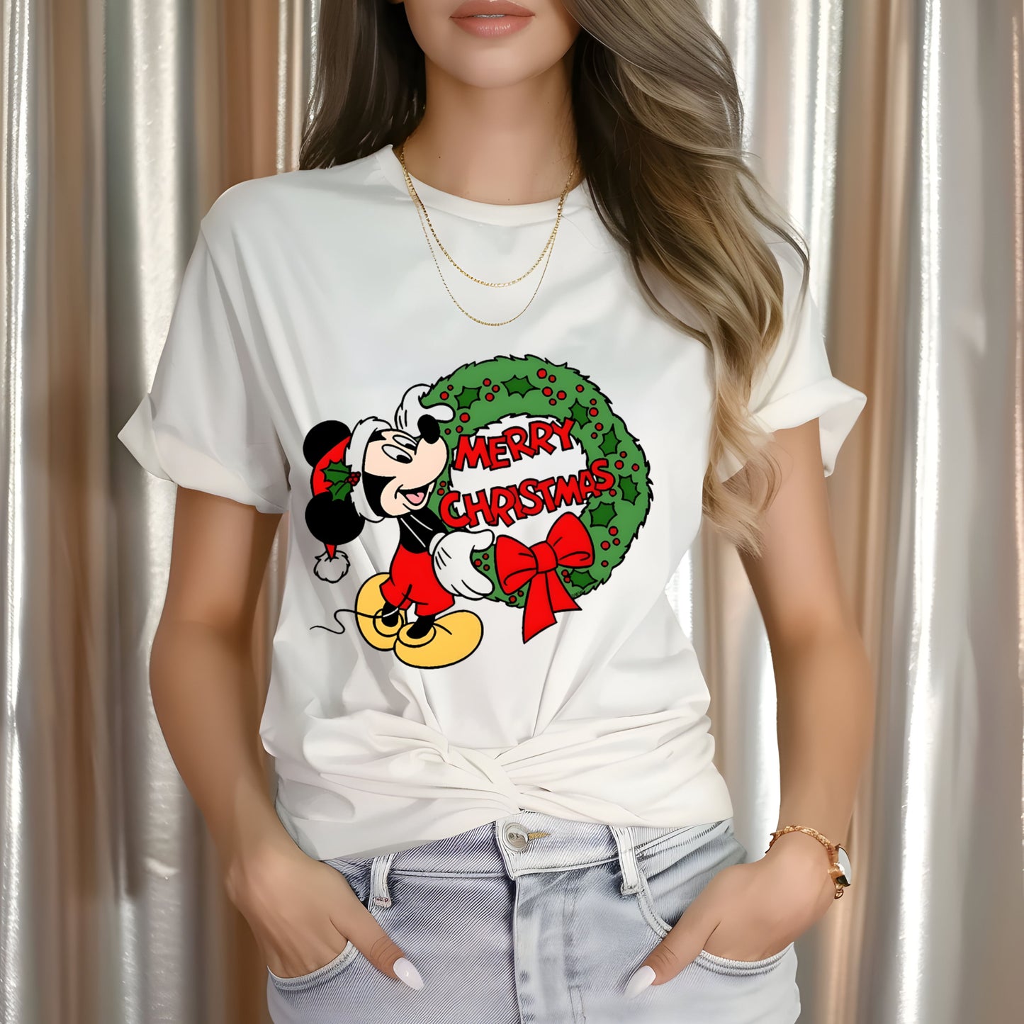 Mickey Wreath Christmas DTF Transfer ONLY