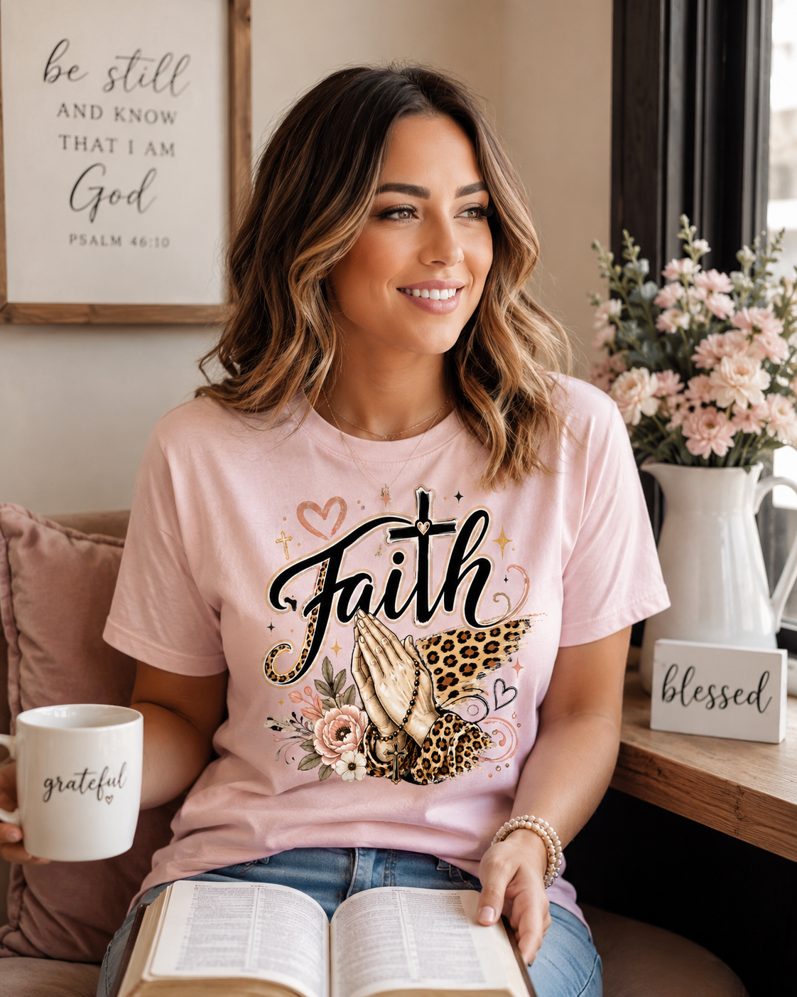 Faith Leopard Print Boho T-Shirt
