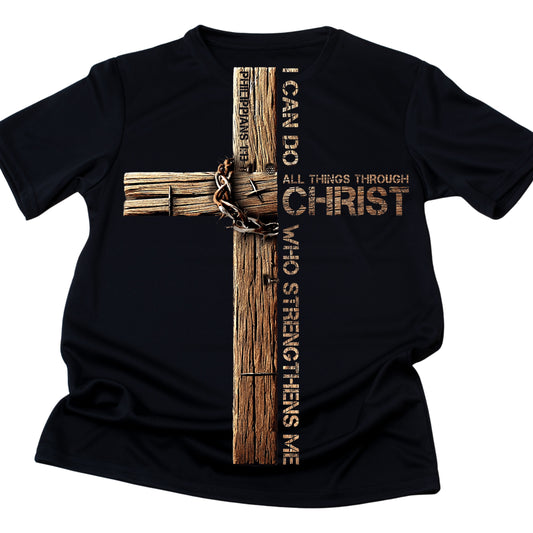 DTF 63 I CAN DO DO ALL THINGS THROUGH CHRIST WOODEN CROSS