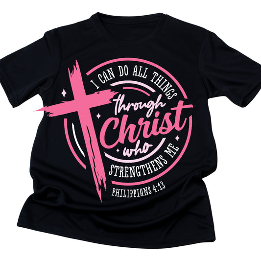 66 I CAN ALL THINGS THROUGH CHRIST PINK CROSS