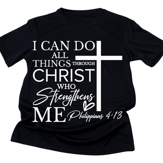 DTF 87 I CAN DO ALL THINGS THROUGH CHRIST WHITE CROSS