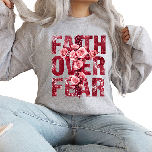 Glitter effect with flowers Faith-Over-Fear-Christian
