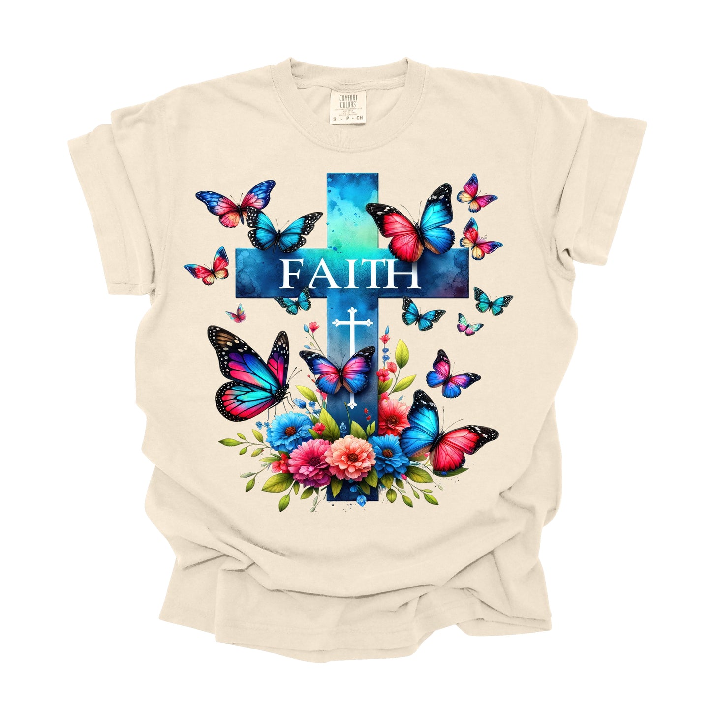 Faith Cross with butterflies