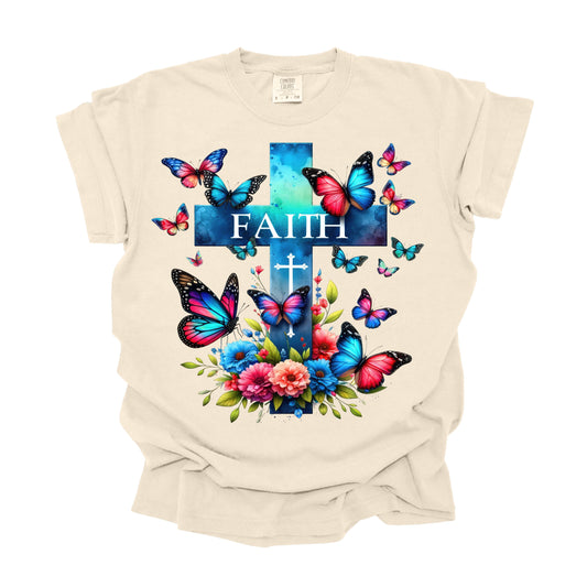 Faith Cross with butterflies