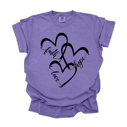 Faith Love Hope hearts