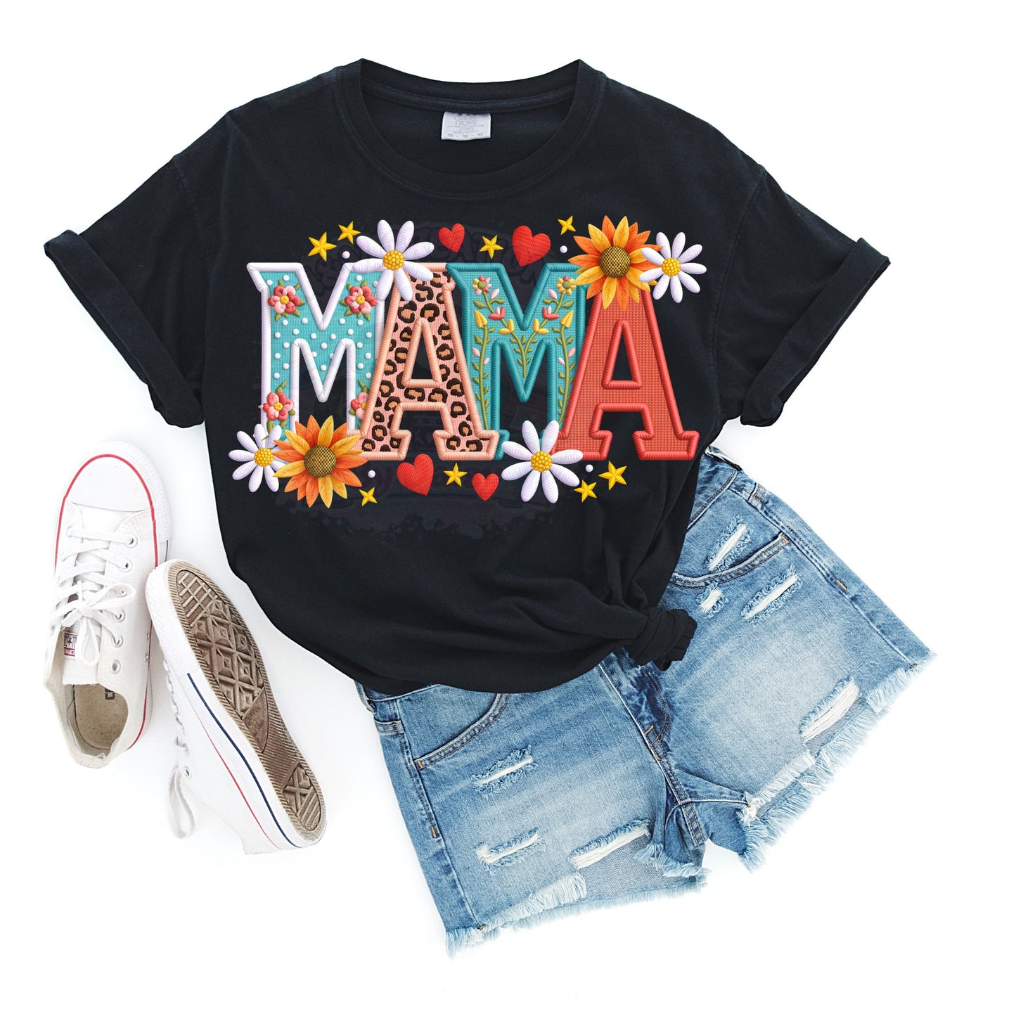 Faux-Yarn-Floral-Mama DTF Transfer
