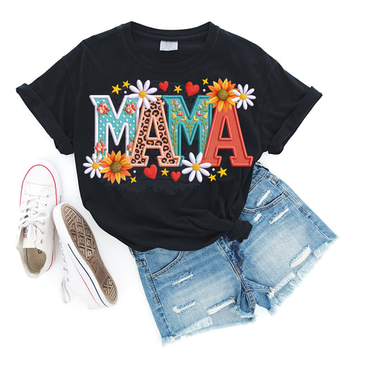 Faux-Yarn-Floral-Mama DTF Transfer