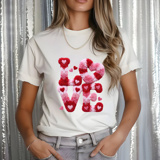Faux Yarn LOVE     DTF Transfer ONLY