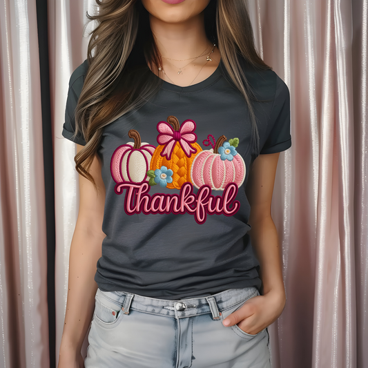 Floral Thankful Hook Yarn Thanksgiving    DTF TRANSFER