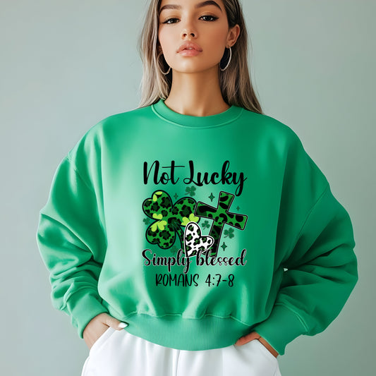 Not Lucky Simply blessed St Patrick's Day Leopard Pattern    DTF Transfer