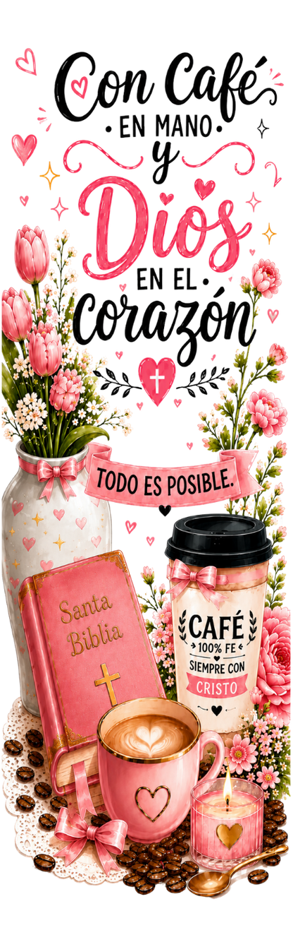 CON CAFE EN MANO Y DIOS EN EL CORAZON      UV PEN WRAP