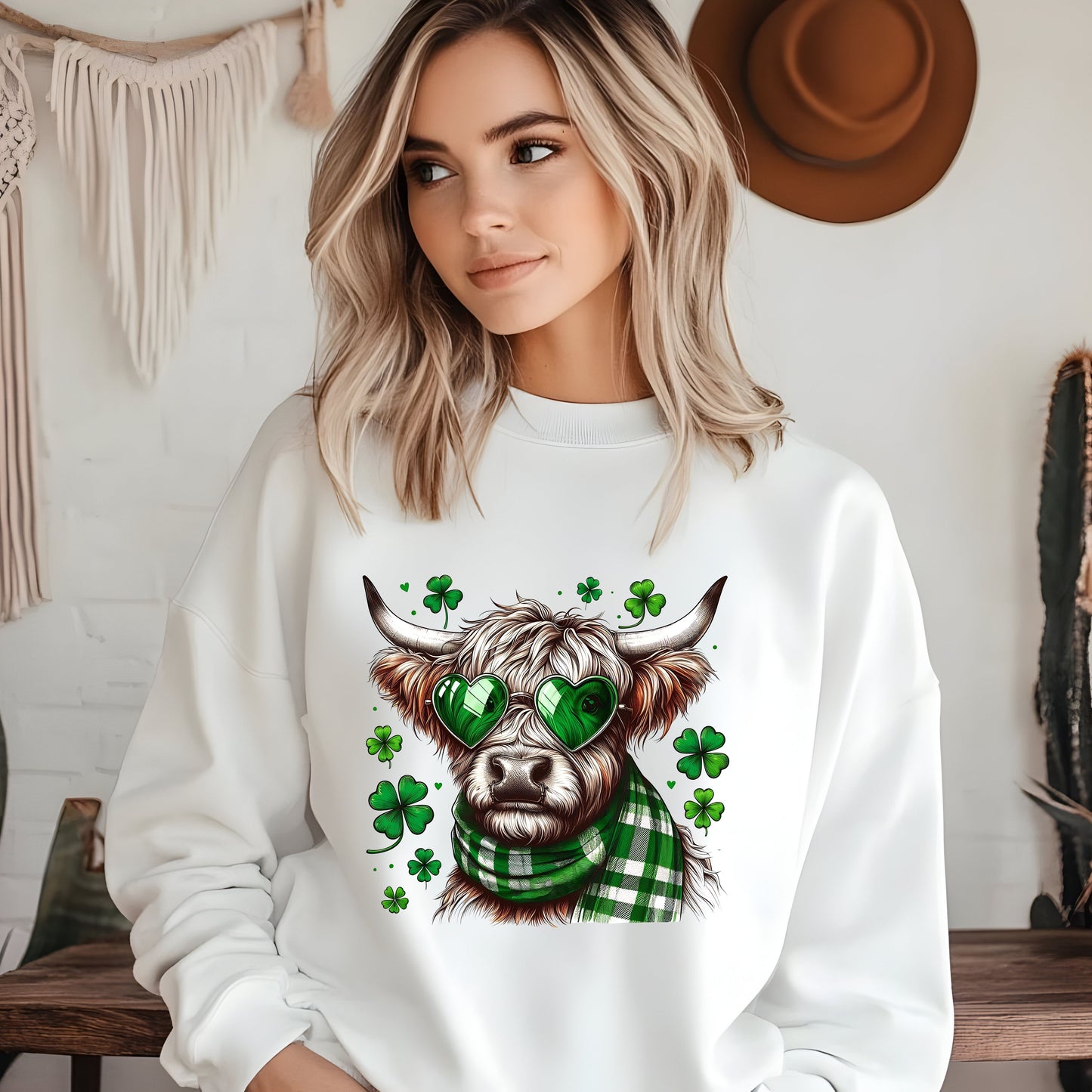 St Patrick's Highland Cow with Glasses   DTF Transfer