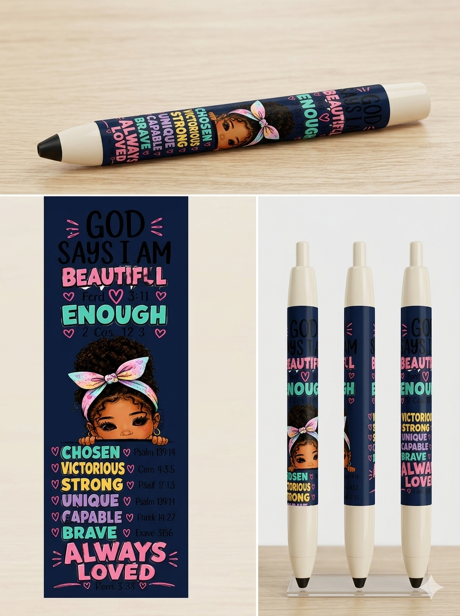 GOD SAYS I AM BEAUTIFUL UV PEN WRAP