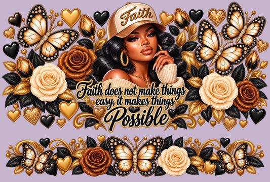 Faith Does not Make things easy        Mini Tumbler UV DTF Wrap for Chapstick Holder