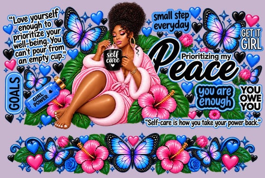 Prioritizing My Peace     Mini Tumbler UV DTF Wrap for Chapstick Holder